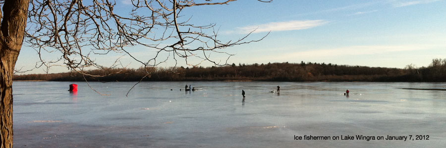 Ice fishing on Lake Wingra in late in January 2012.